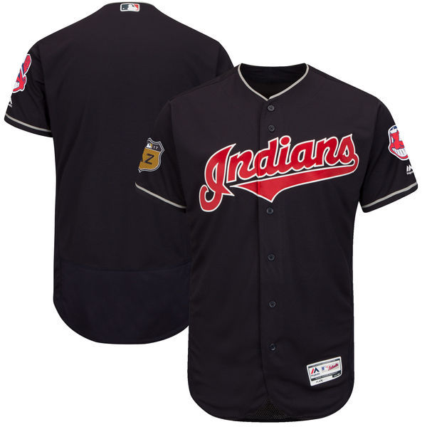 2017 MLB Cleveland Indians blank blue jerseys->->MLB Jersey
